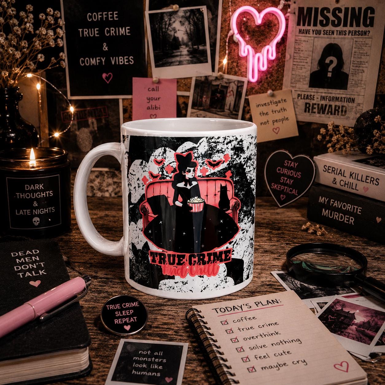 True Crime and Chill Mug – Crime Junkie Gift