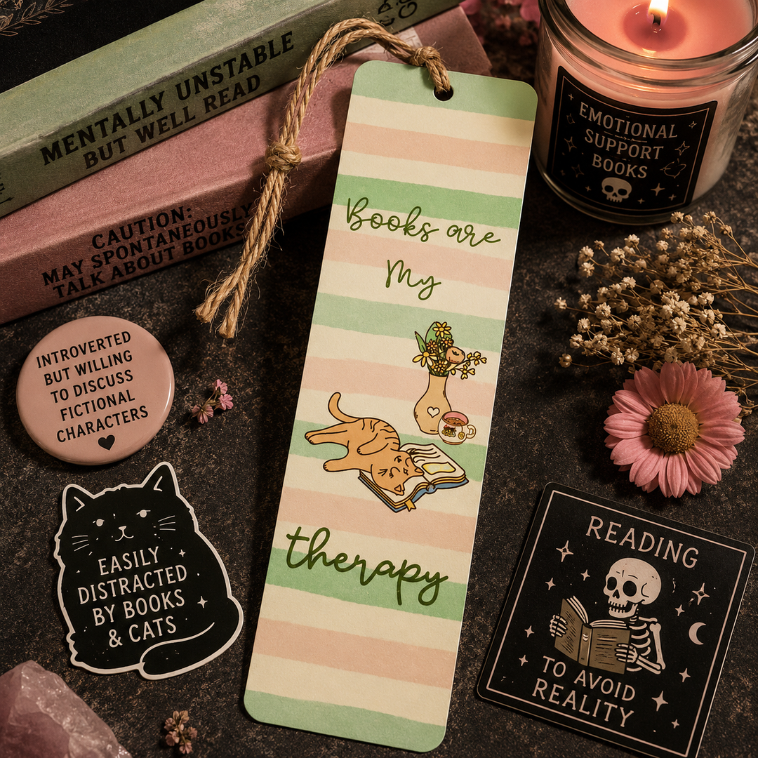 Books Are My Therapy Bookmark – Cute Book Lover Gift