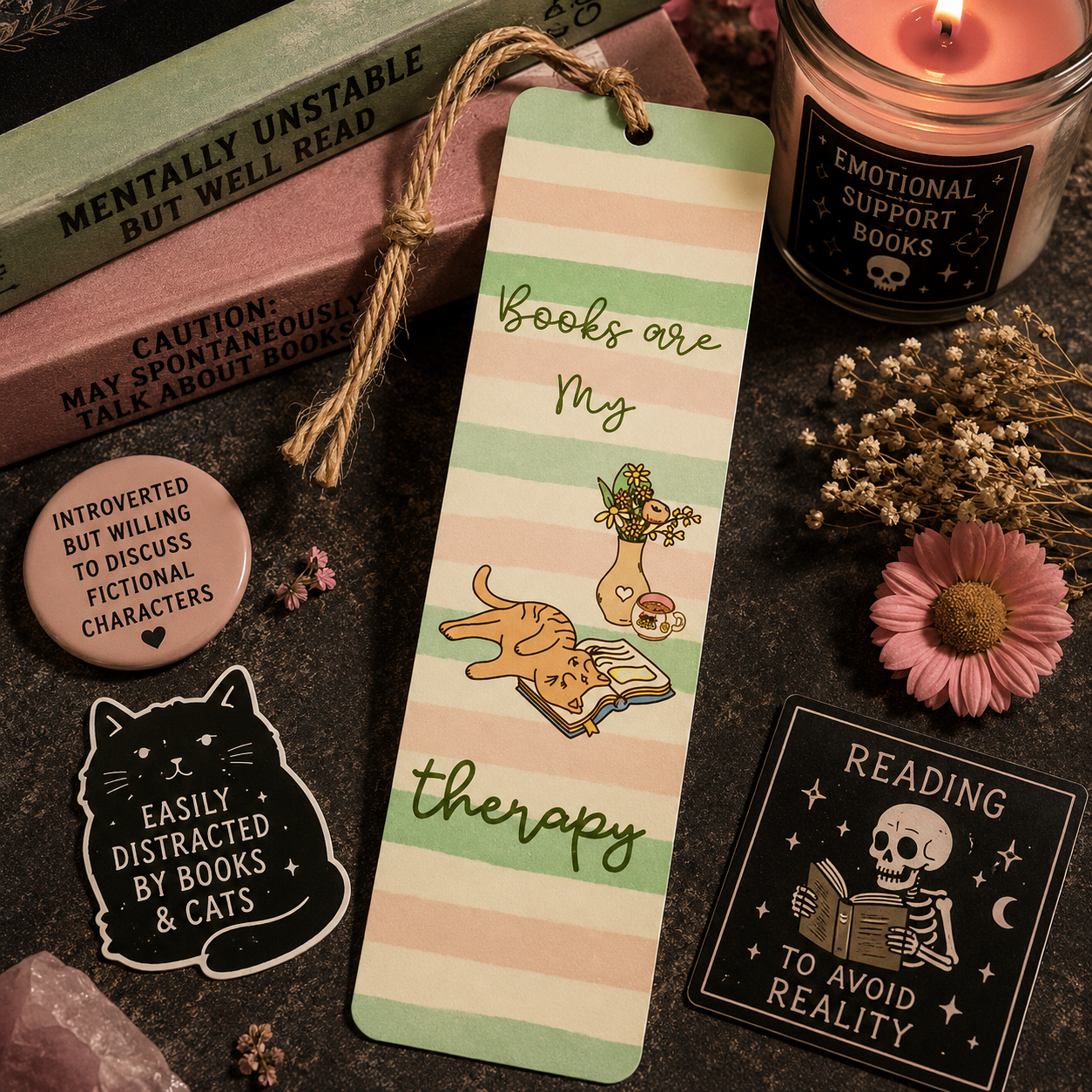 Books Are My Therapy Bookmark – Cute Book Lover Gift