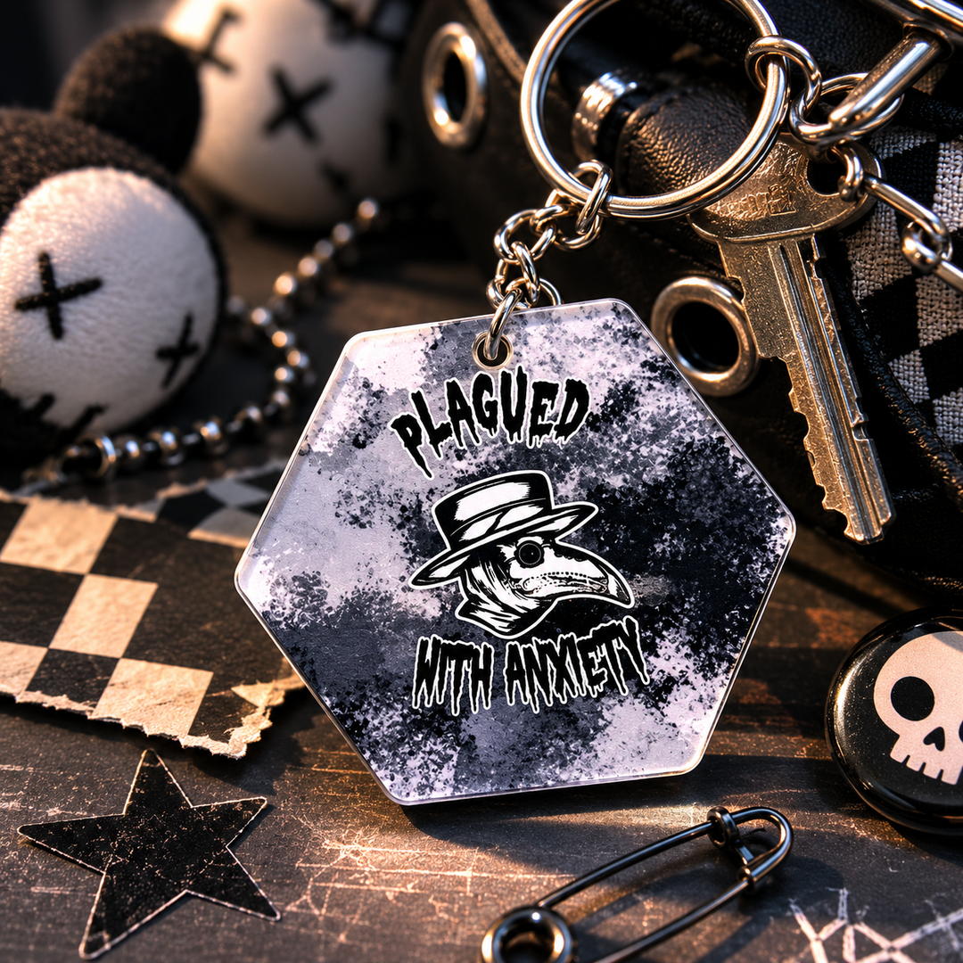 Plagued With Anxiety Keyring - Funny Anxiety Gift