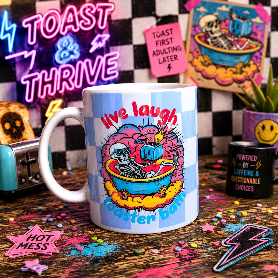 Live Laugh Toaster Bath – Relatable Meme Mug