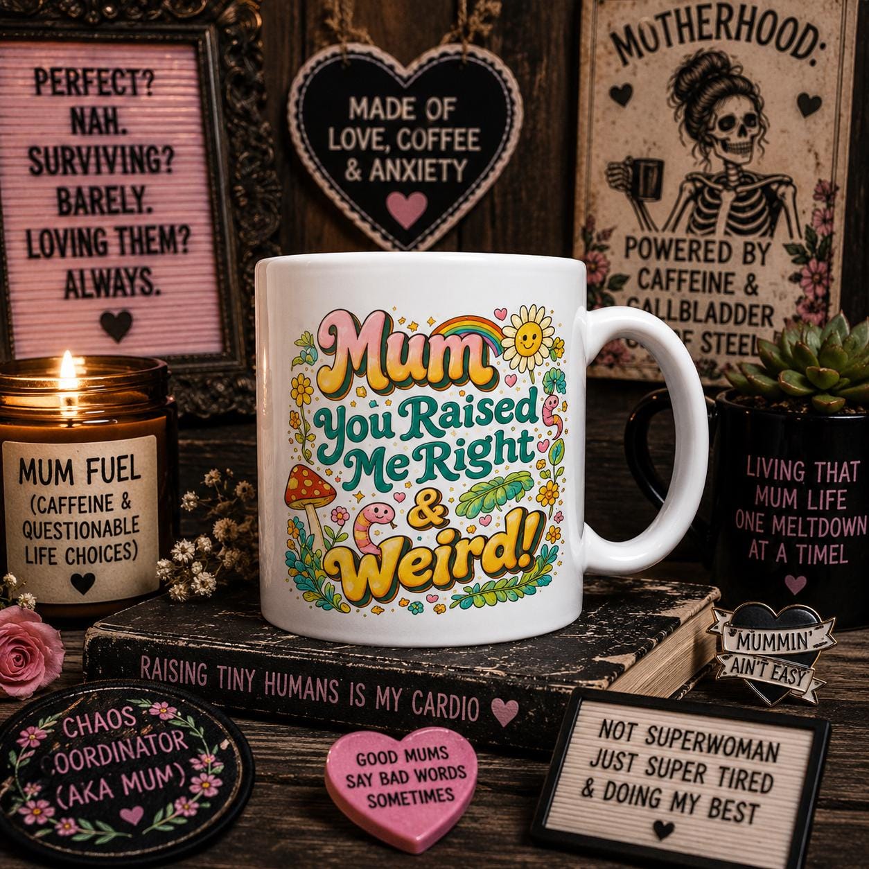 Mum You Raised Me Right & Weird Mug – Cute Gift for Mum