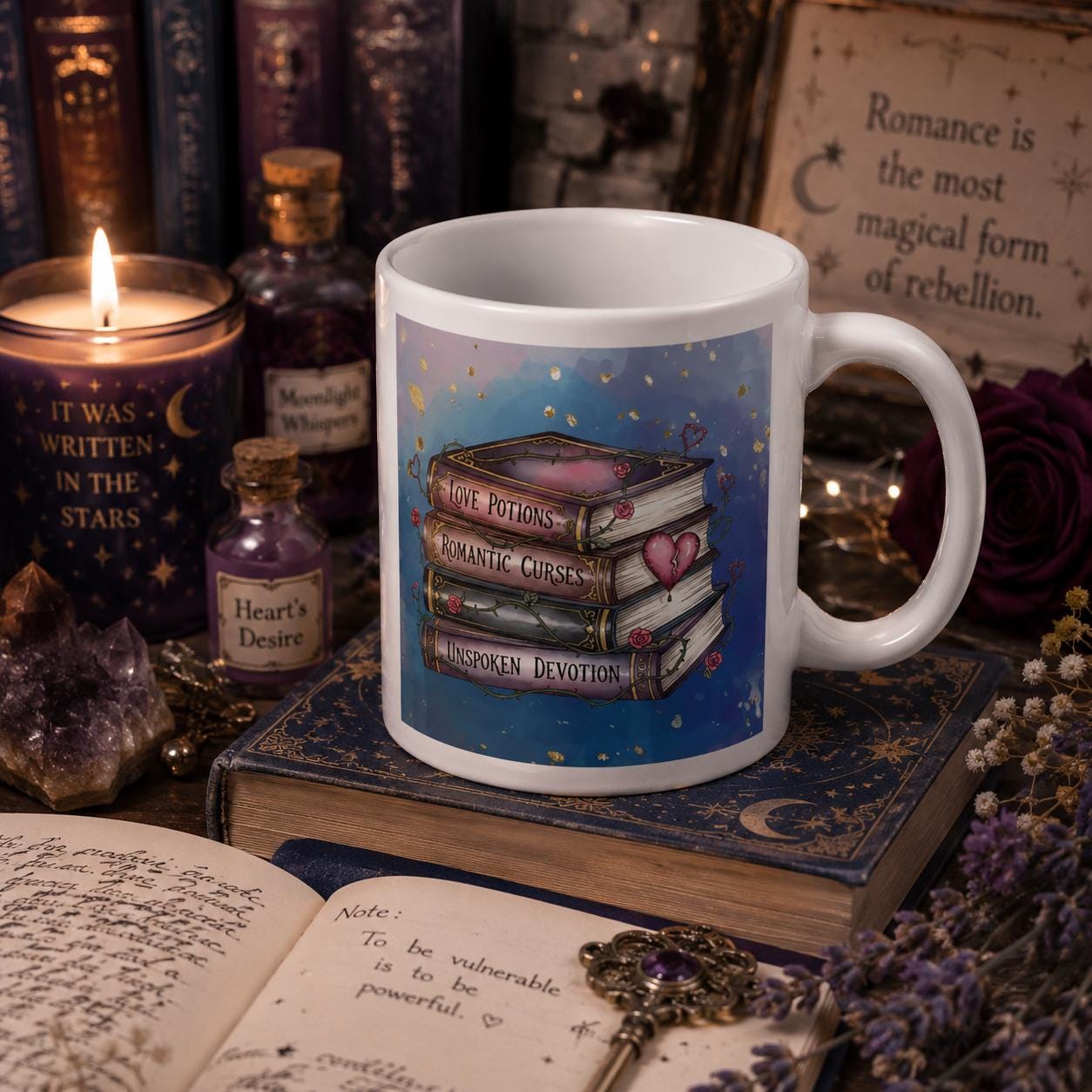 Fantasy Romance Mug – Love Potions Romantic Curses Mug – Book Lover Gift