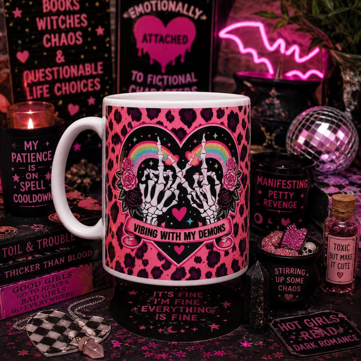 Vibing With My Demons Mug – Alt Aesthetic Gift