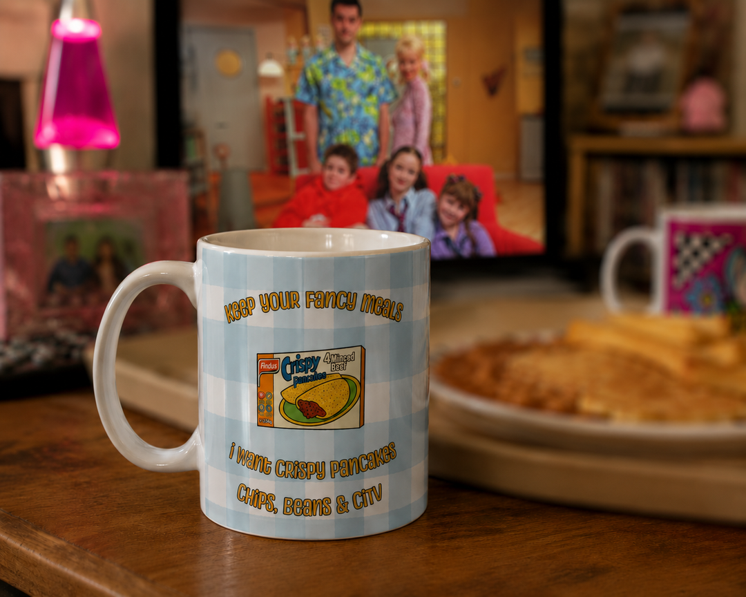 Keep Your Fancy Meals Mug – Millennial Nostalgia Gift – Crispy Pancakes Mug – 90s Kids TV Mug – Retro Comfort Food Coffee Cup