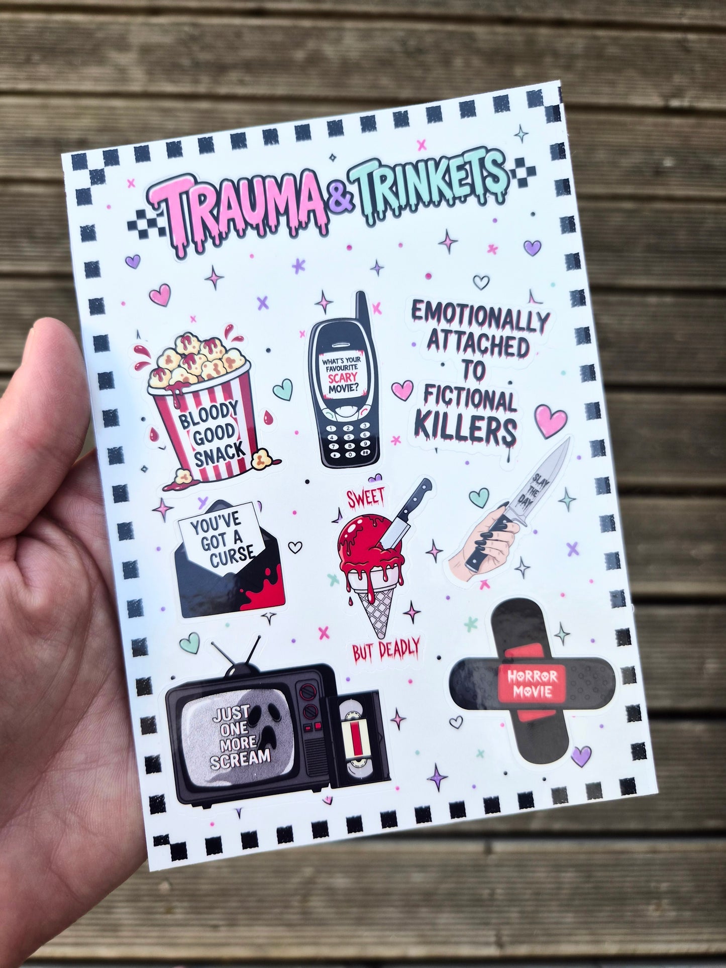 Horror Sticker Sheet – Spooky Vinyl Stickers – Alternative Sticker Pack – Horror Lover Gift – Waterproof Laptop & Kindle Stickers
