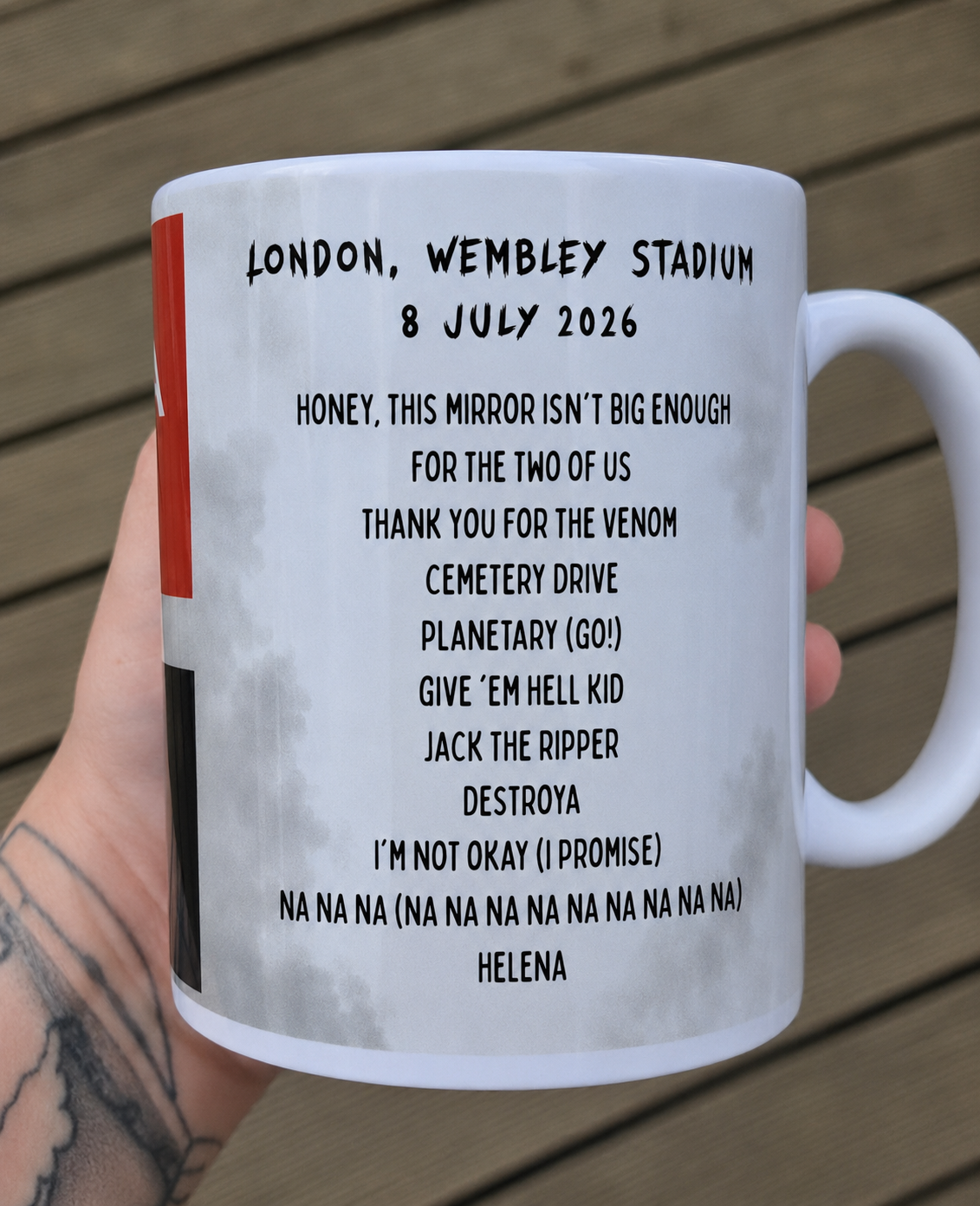 My Chemical Romance UK Tour 2026 Setlist Mug – Wembley, Liverpool & Glasgow – MCR Concert Gift – Emo Gift – UK Tour Mug