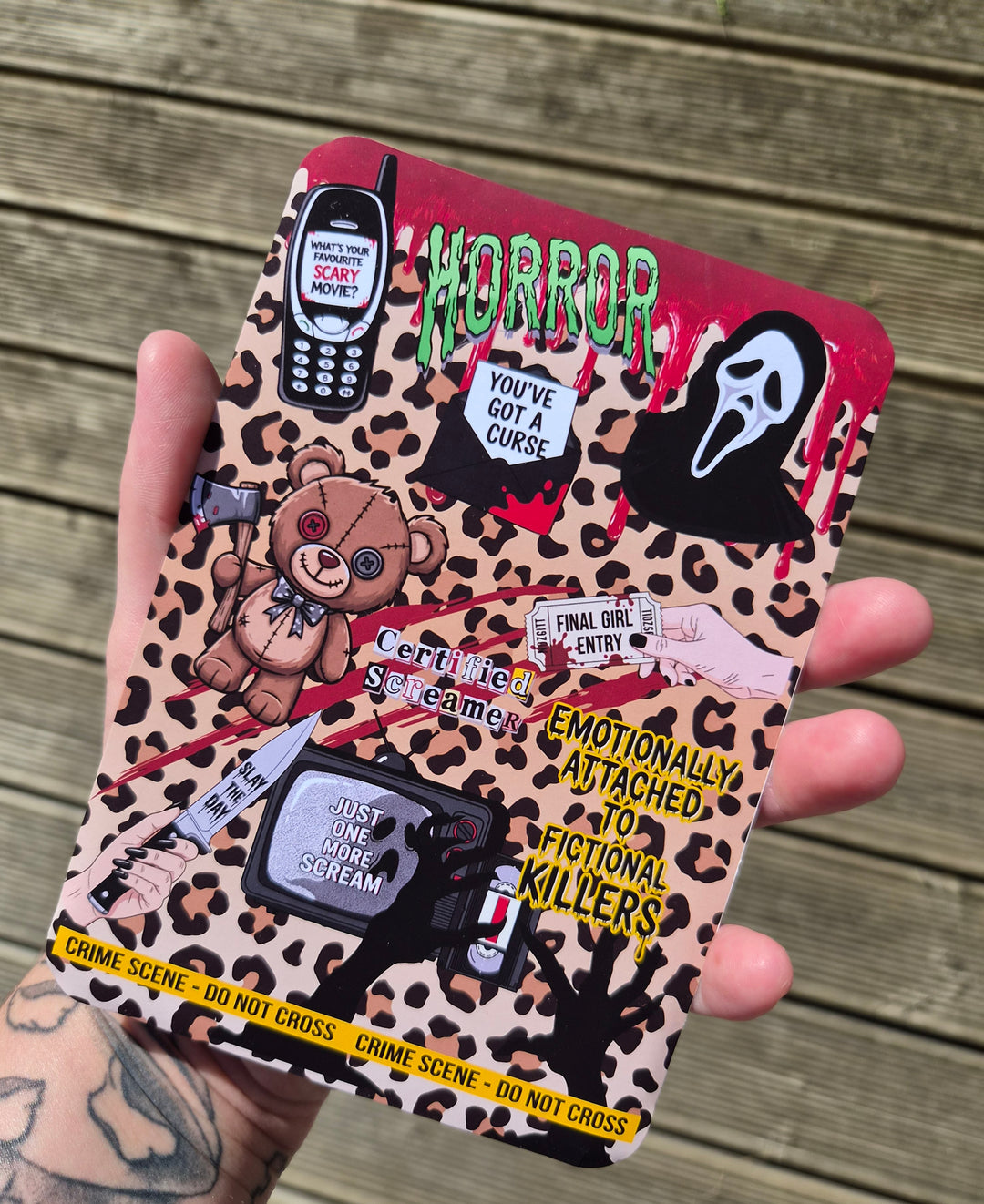 Horror Kindle Insert – Horror & True Crime Aesthetic – Leopard Print Kindle Case Insert – Spooky Reader Gift – Halloween Kindle Accessory