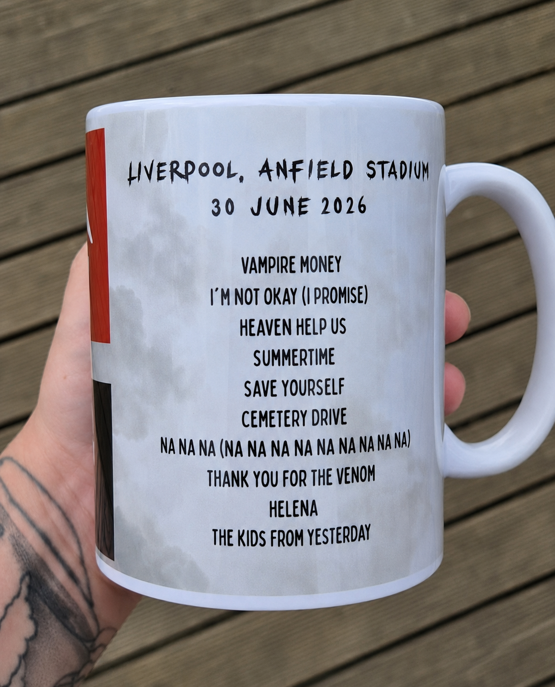 My Chemical Romance UK Tour 2026 Setlist Mug – Wembley, Liverpool & Glasgow – MCR Concert Gift – Emo Gift – UK Tour Mug