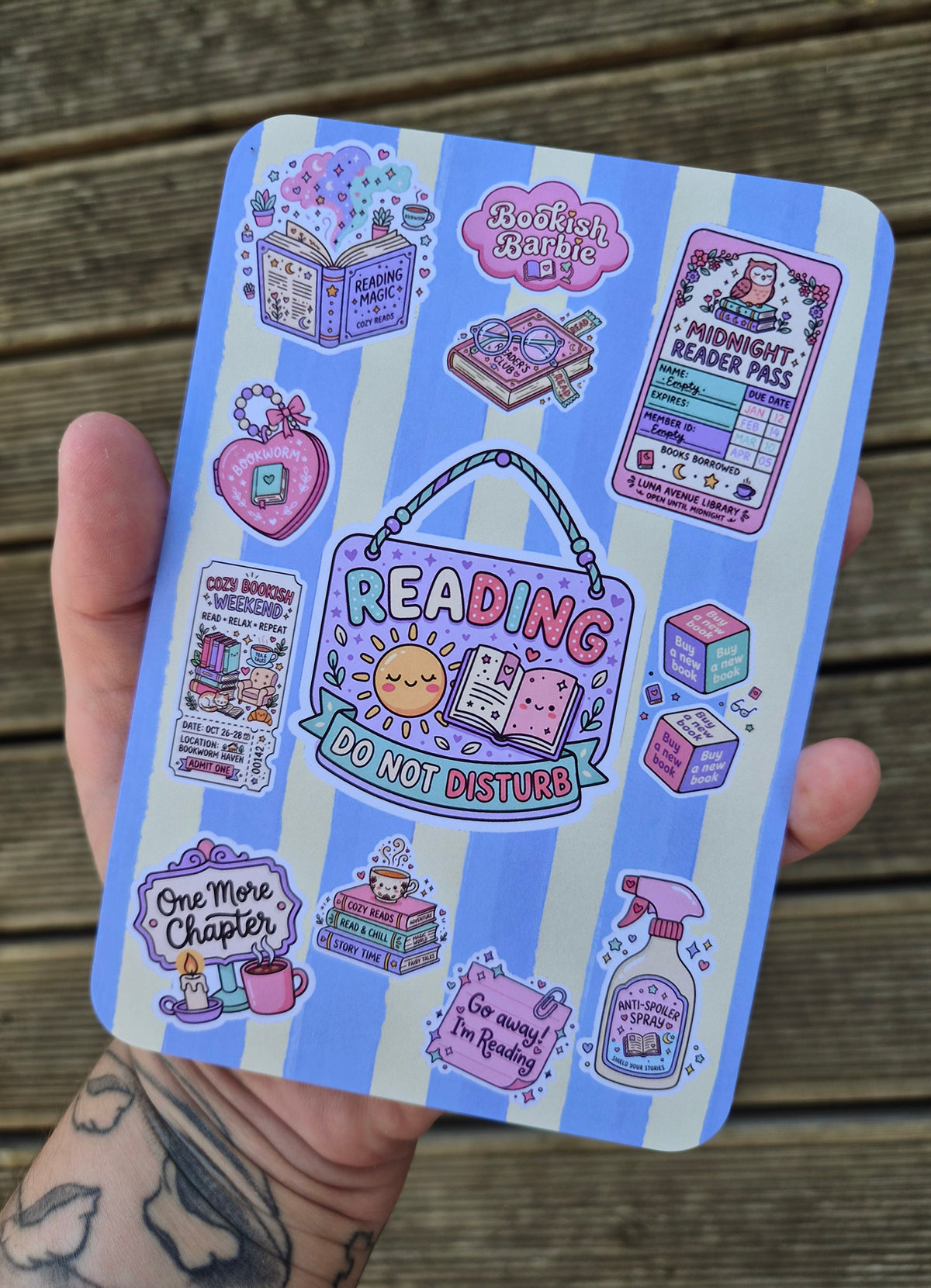 Bookish Kindle Insert – Pink & Blue Reading Aesthetic – Cute Book Lover Kindle Case Insert – Reader Gift – Kindle Accessory